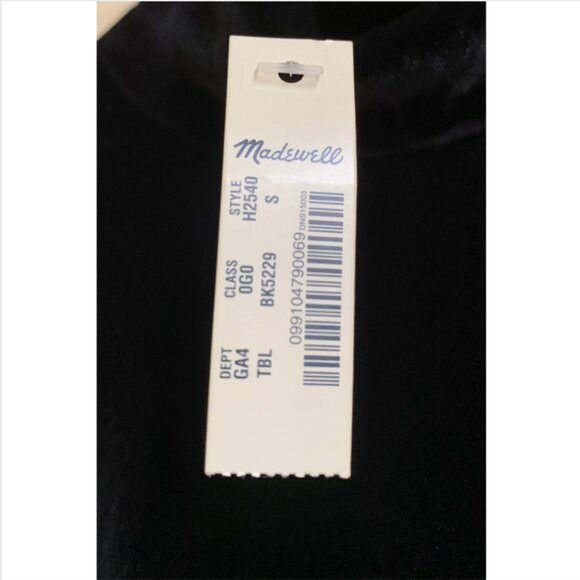 NWT MADEWELL Women's Black Velvet Mockneck Mini Shift Dress Sz Small - Picture 6 of 6